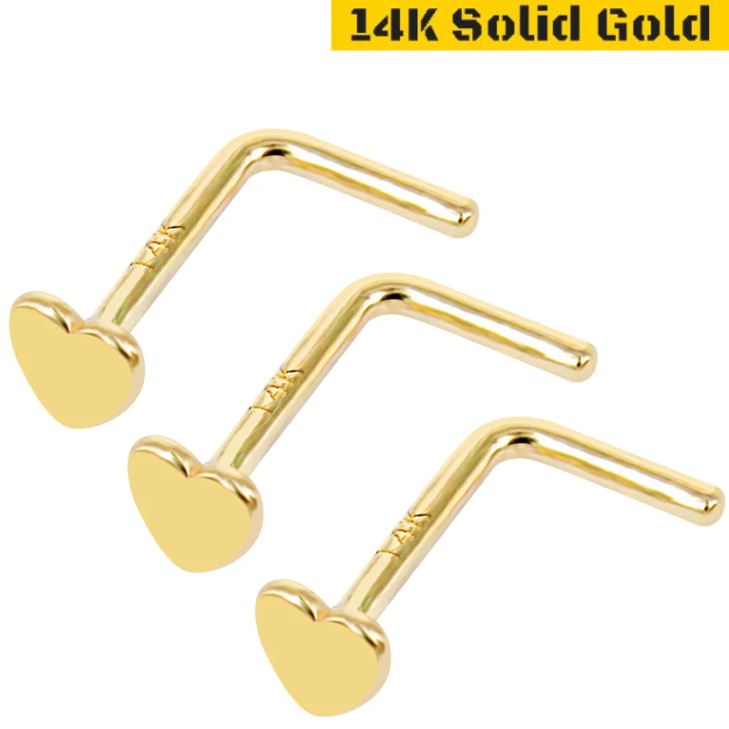 14 Karat Gold Heart Bent Fishtail