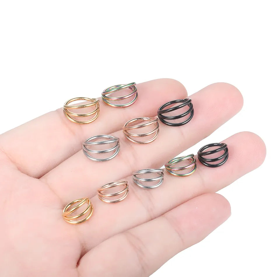 16G Steel Spaced Triple Stack Clicker Ring