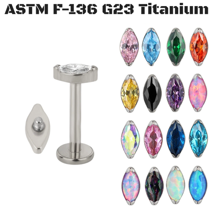 G23 Titanium Interal Crystal Tragus Labret