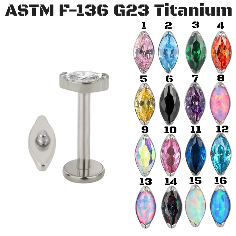 G23 Titanium Interal Crystal Tragus Labret