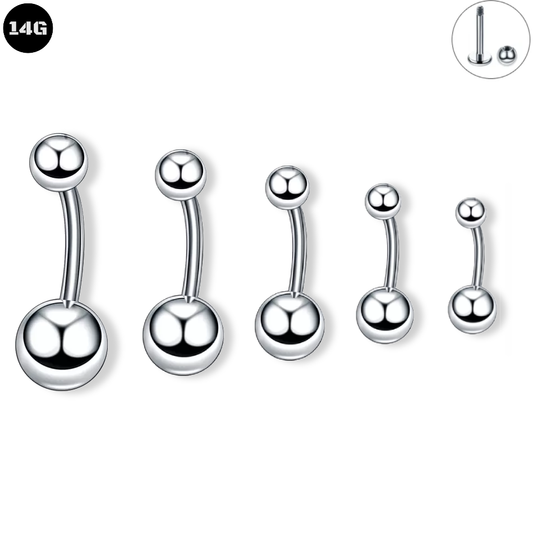 14G Steel External Plain Button Ring