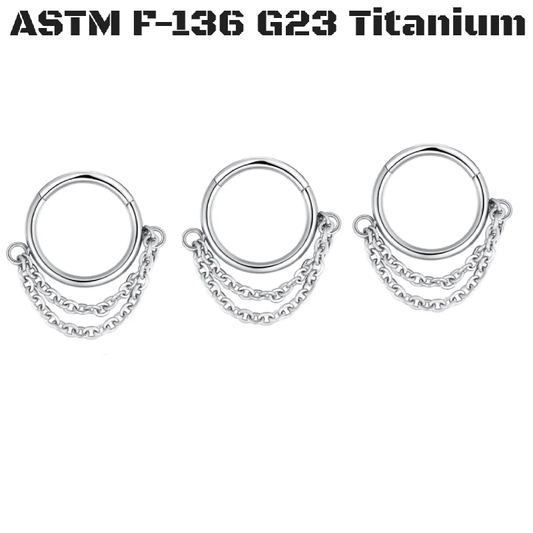 G23 Titanium Double Chain Clicker Ring