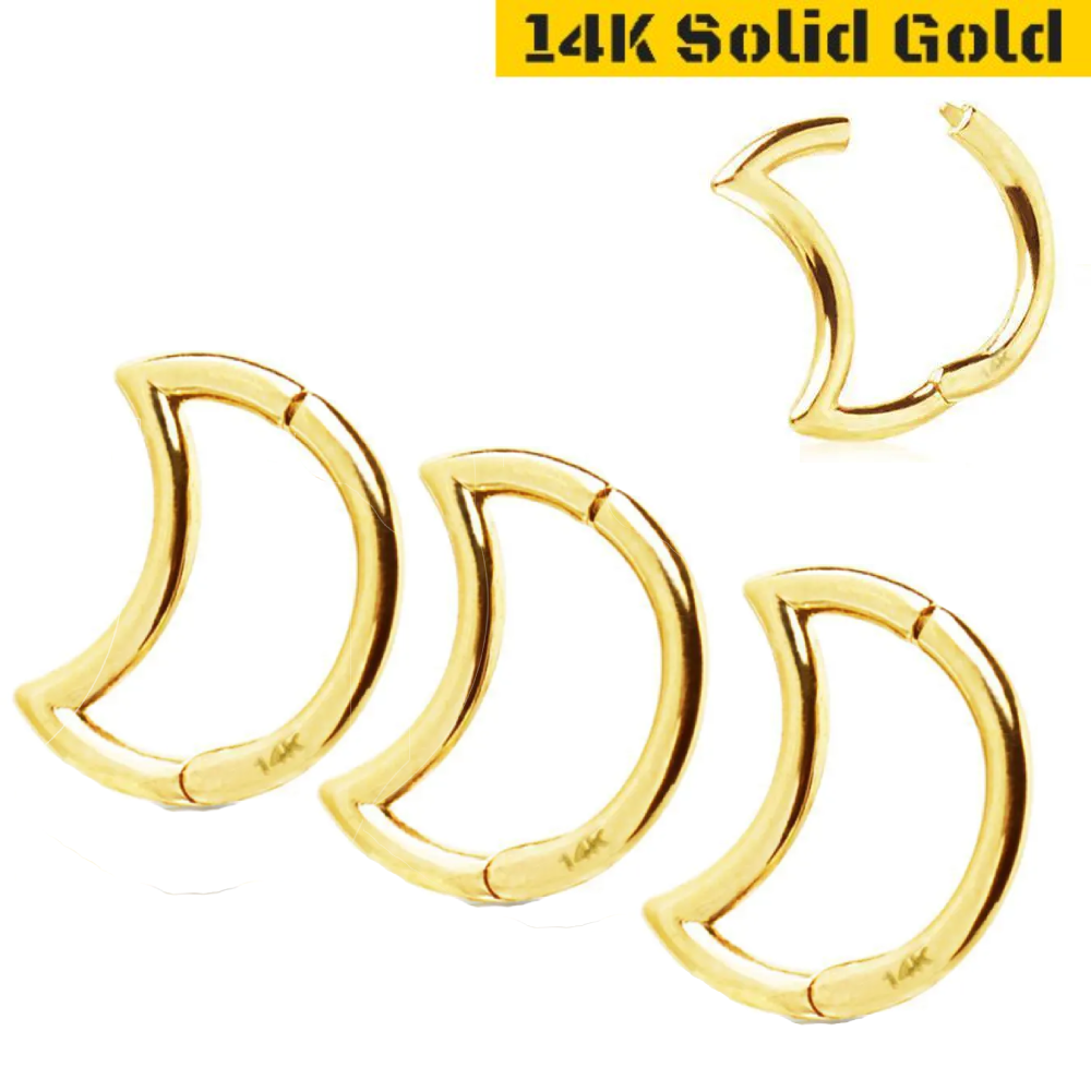 14 Karat Crescent Moon Hinged Clicker