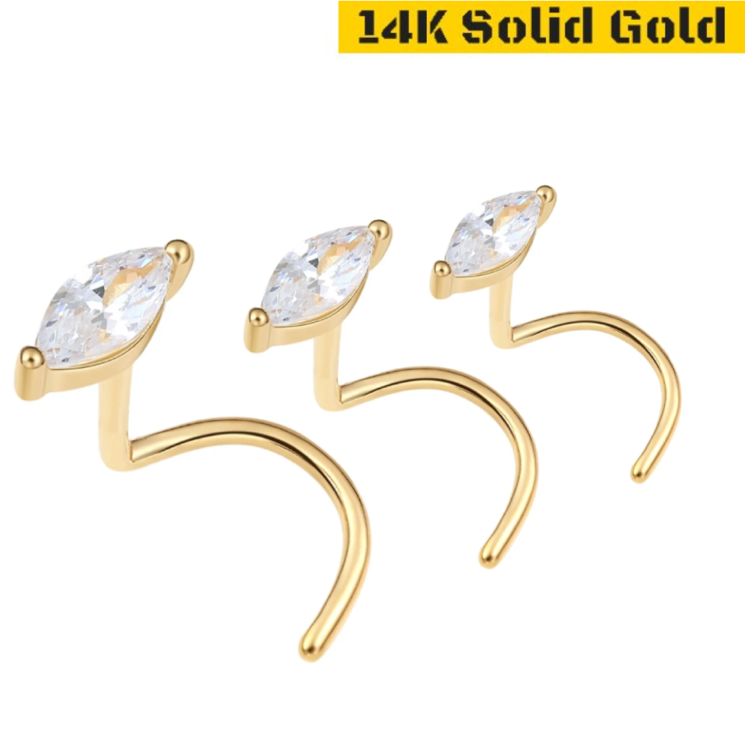 14 Karat Marquise Nose Screw Ring