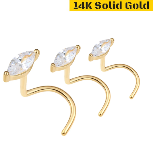 14 Karat Marquise Nose Screw Ring