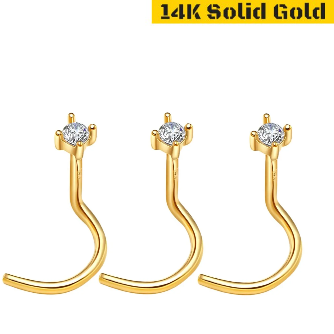 14 Karat Gold Long Prong Nose Screw