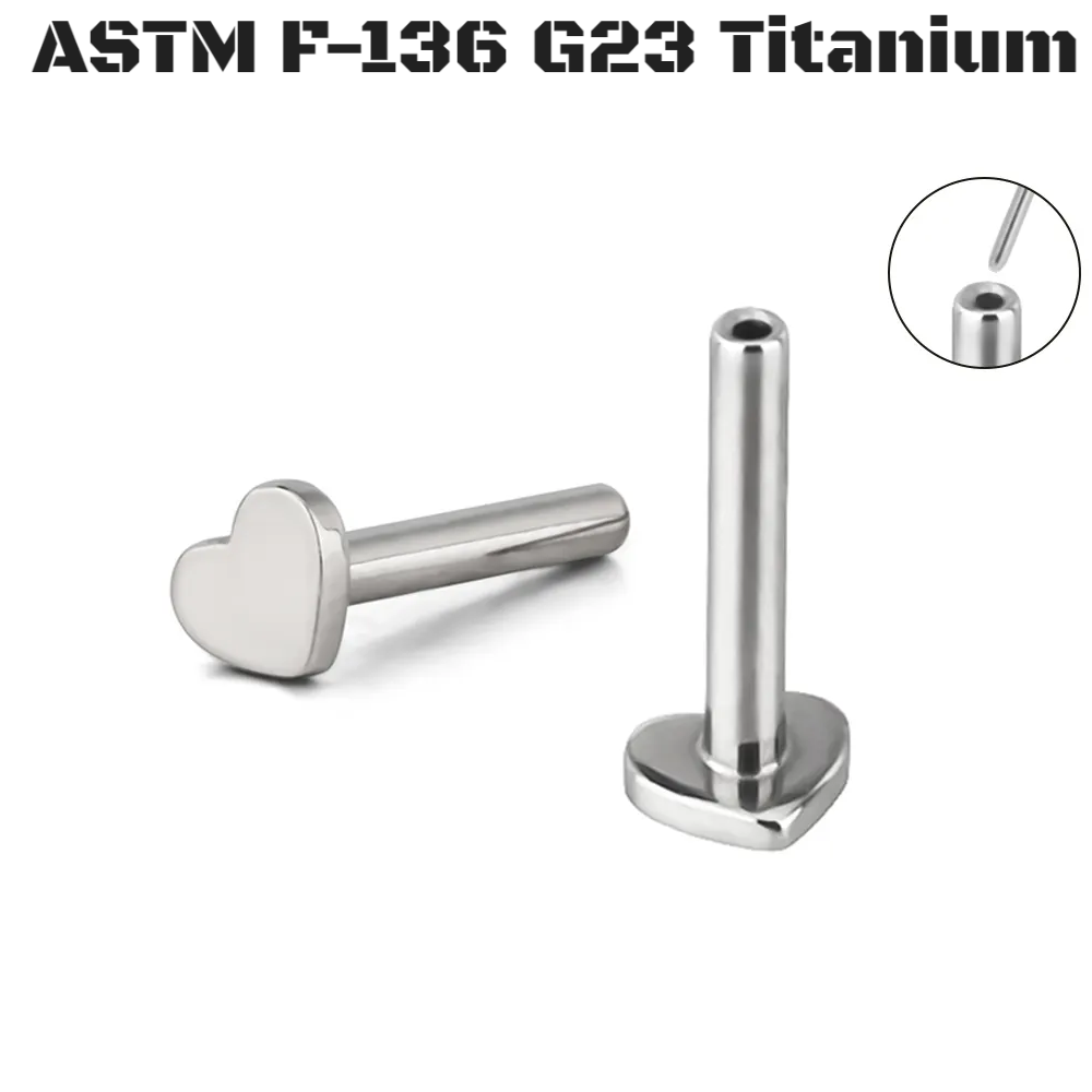 G23 Titanium Heart Pushpin Labret