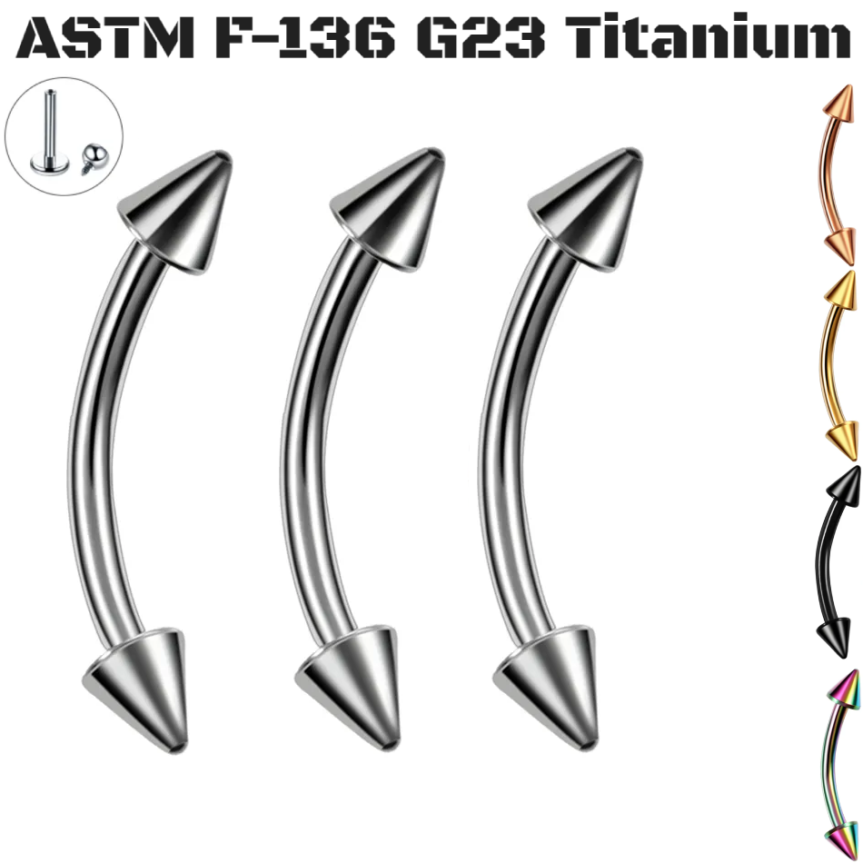 G23 Titanium Internal spike Curved Barbell