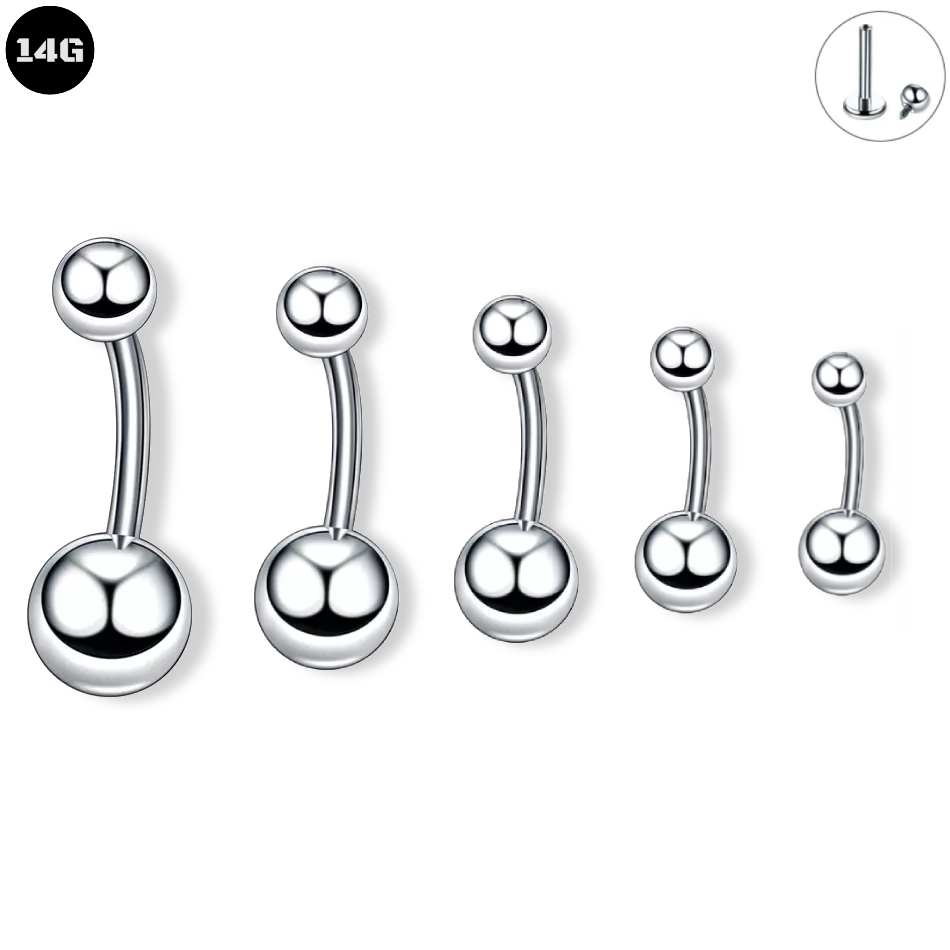 14G Steel Internal Plain Button Ring