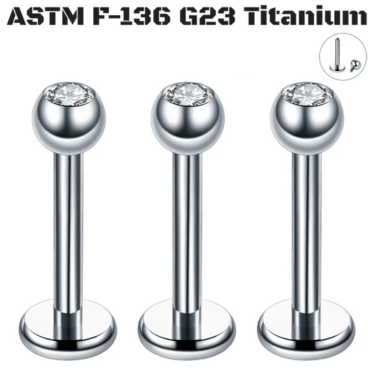 G23 Titanium Gem Ball Internal Thread Tragus Labret