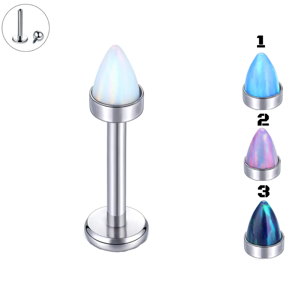 Steel Opal Labret Internal Thread Piercing