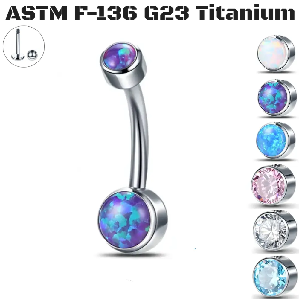 G23 Titanium External Gem Belly Ring