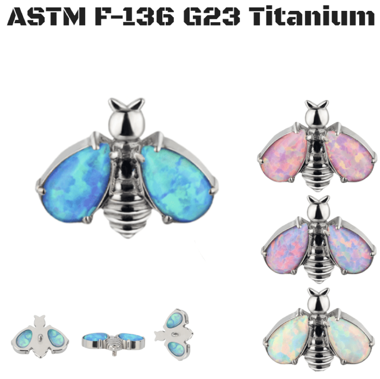 16G G23 Titanium Internally Thread Opal Wings Queen Bee Top