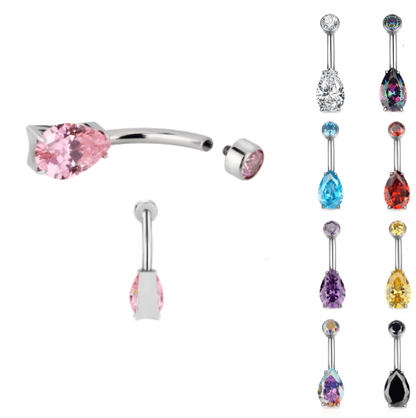 14G Steel Cut Internal Thread Gem Belly Button Piercing