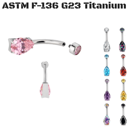 14G G23 Titanium Cut Internal Thread Gem Opal Belly Button Piercing