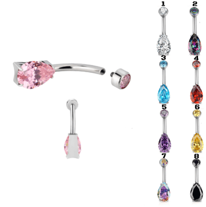 14G Steel Cut Internal Thread Gem Belly Button Piercing