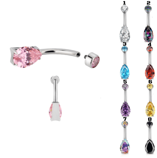 14G G23 Titanium Cut Internal Thread Gem Opal Belly Button Piercing