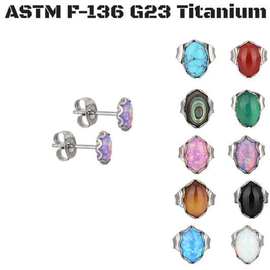 G23 Titanium Opal Stone Stud