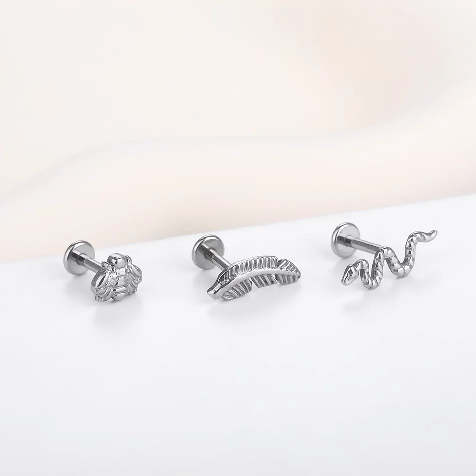 Steel Internal Feather Stud Piercing