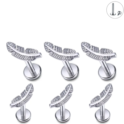 Steel Internal Feather Stud Piercing