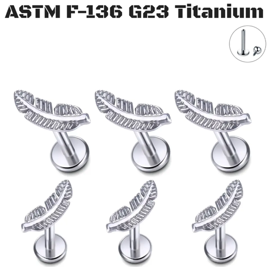 G23 Titanium Internal Feather Stud Piercing