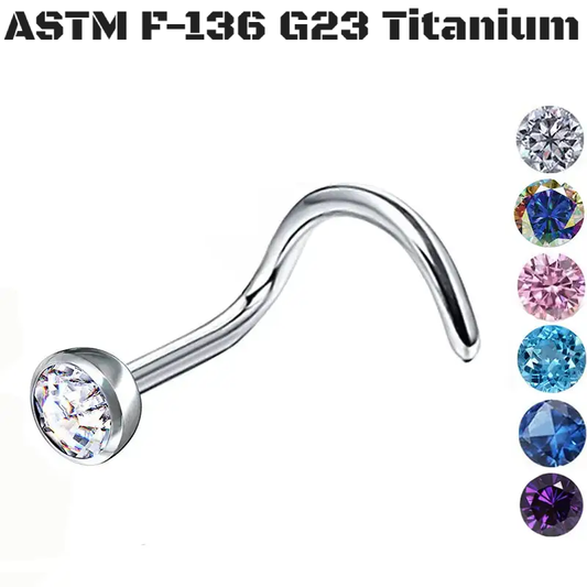 G23 Titanium Crystal Gem Nose Screw