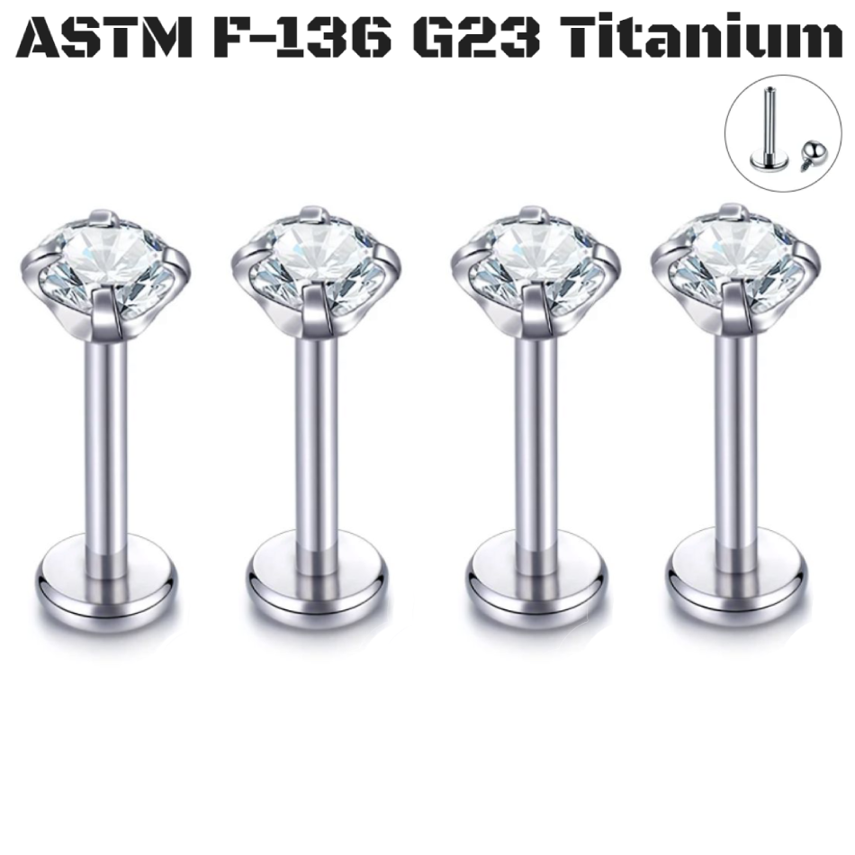 G23 Titanium Internal Thread Tragus Labret gem