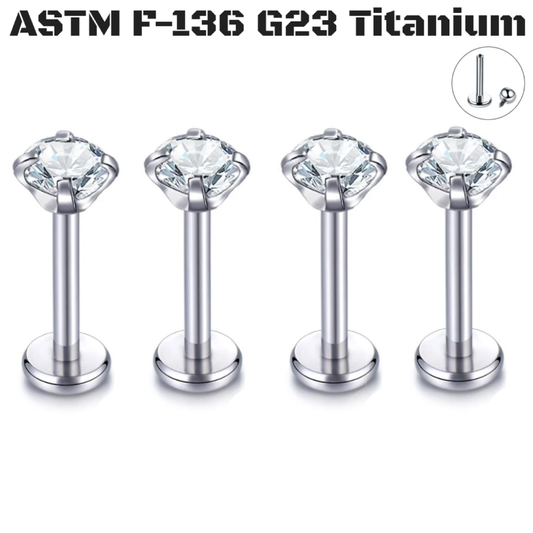 G23 Titanium Internal Thread Tragus Labret gem